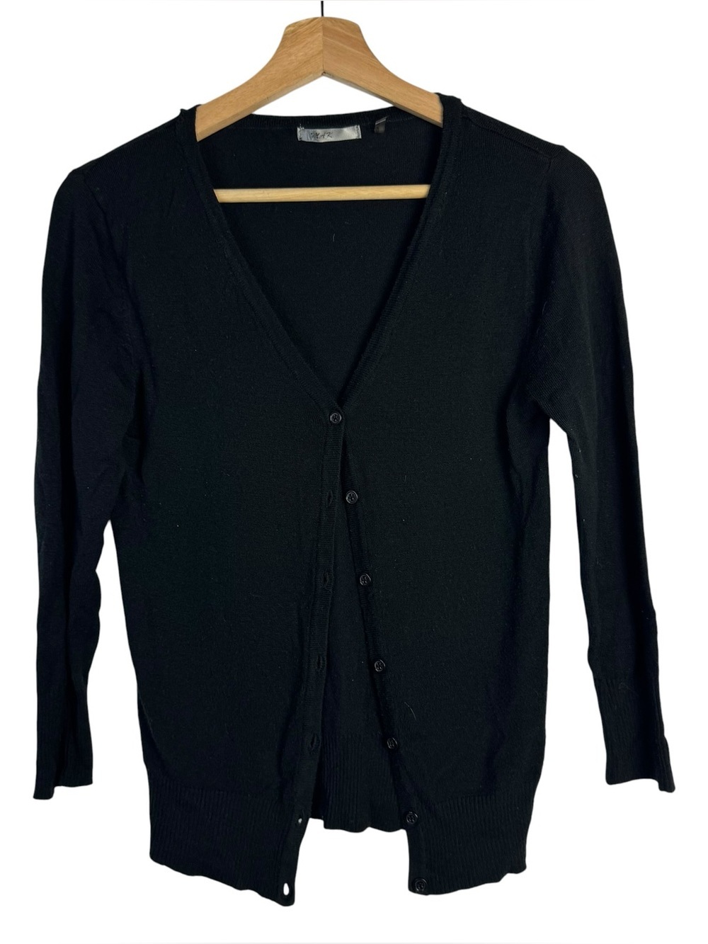 Boutique MAK Black Button Down V-Neck Cardigan Sweater S
